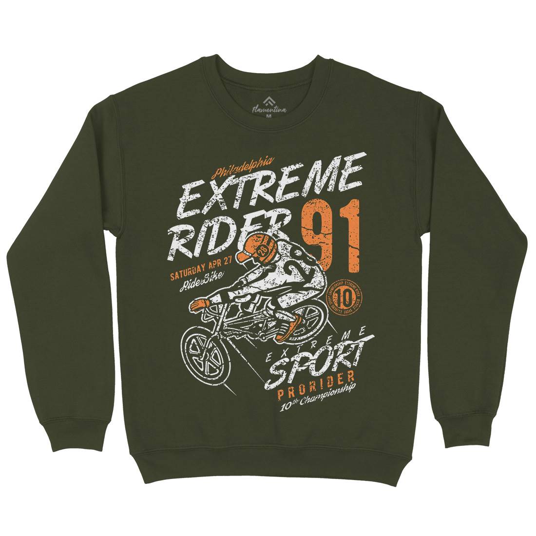 Extreme Rider Mens Crew Neck Sweatshirt Bikes A049