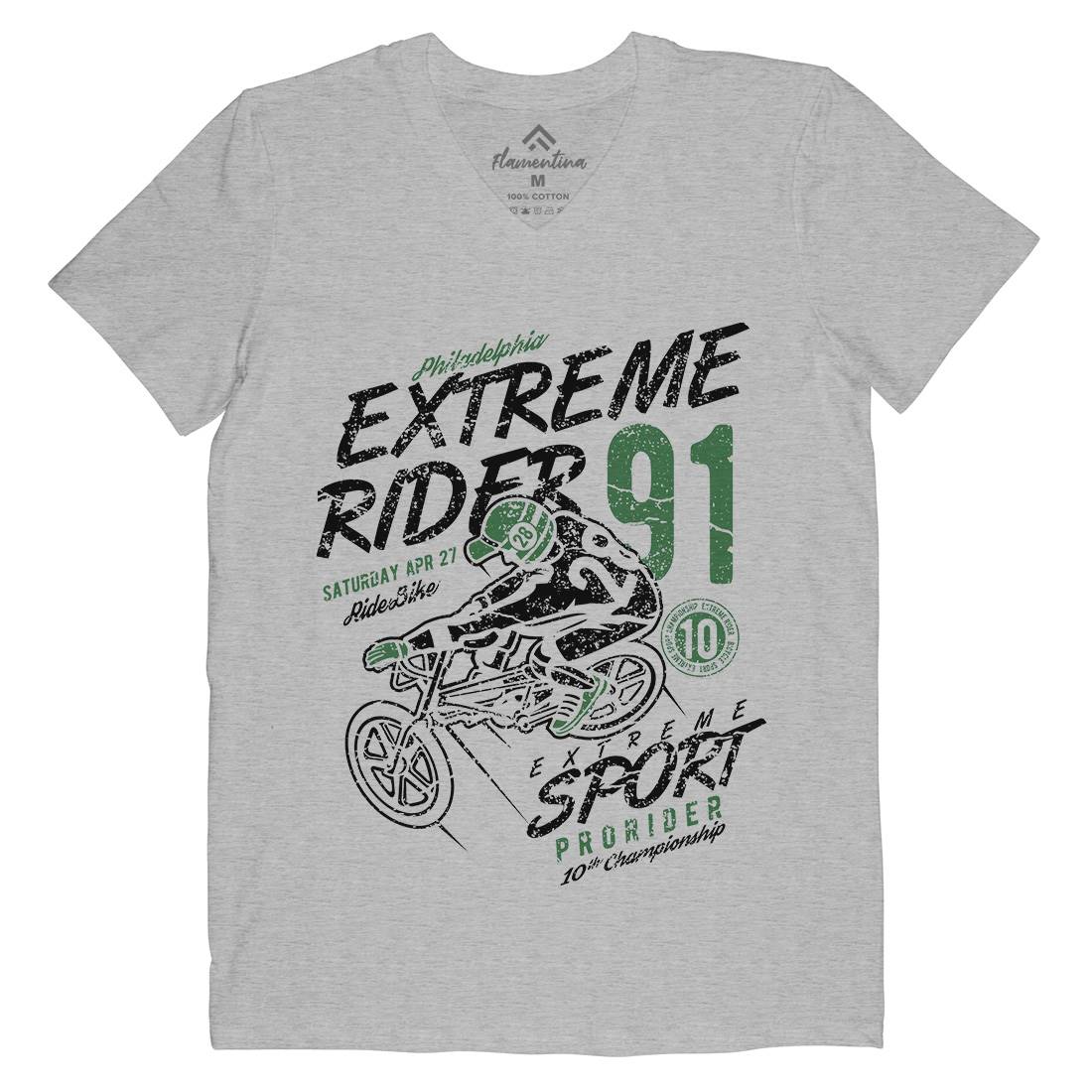 Extreme Rider Mens Organic V-Neck T-Shirt Bikes A049