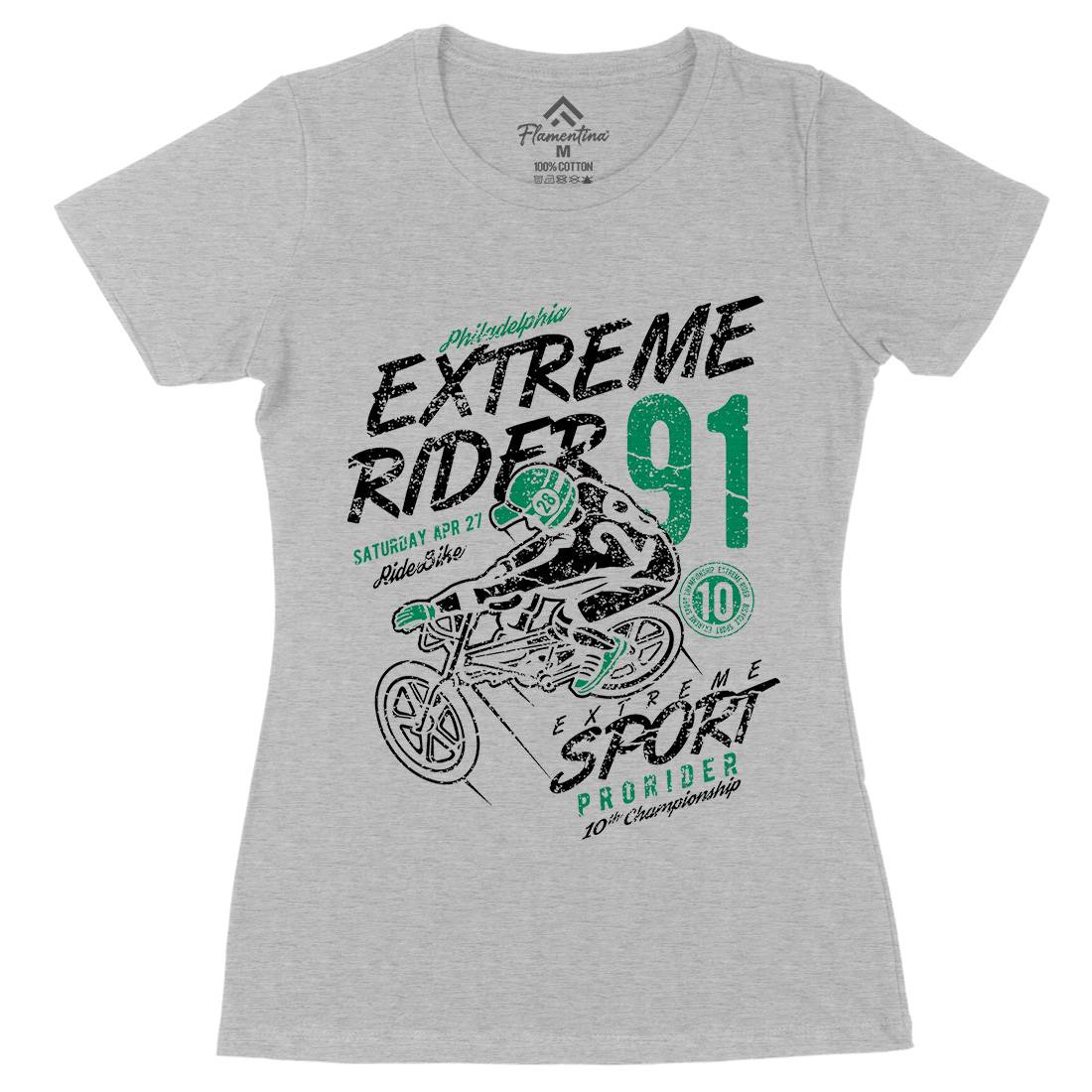 Extreme Rider Womens Organic Crew Neck T-Shirt Bikes A049