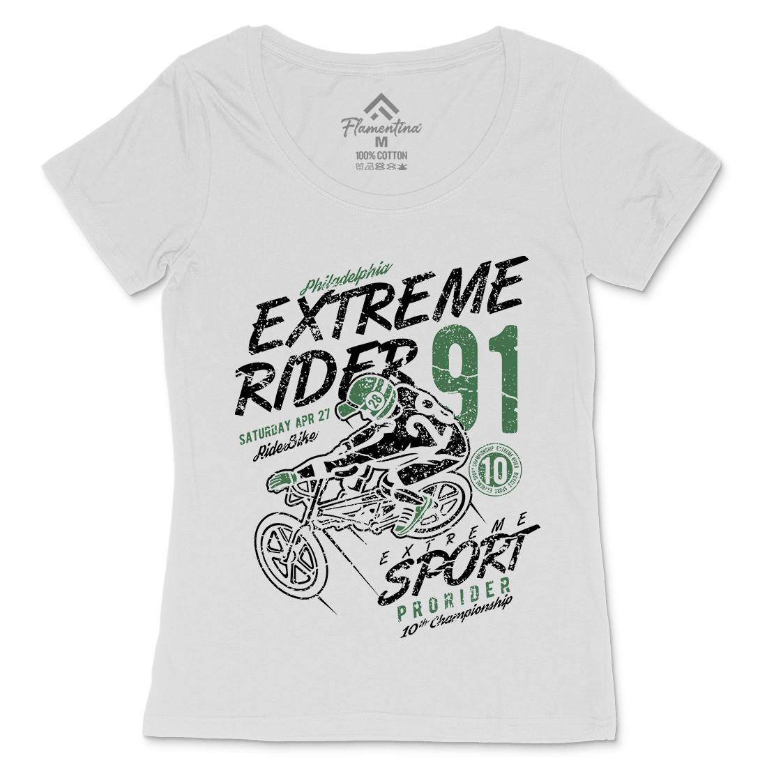 Extreme Rider Womens Scoop Neck T-Shirt Bikes A049