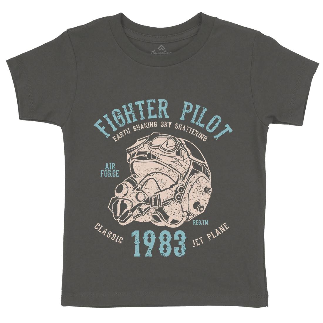 Fighter Pilot Kids Crew Neck T-Shirt Army A051