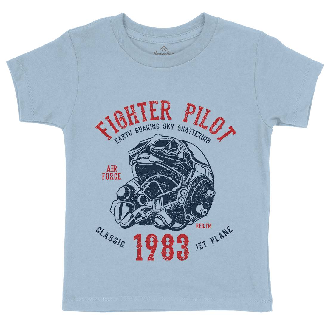 Fighter Pilot Kids Crew Neck T-Shirt Army A051