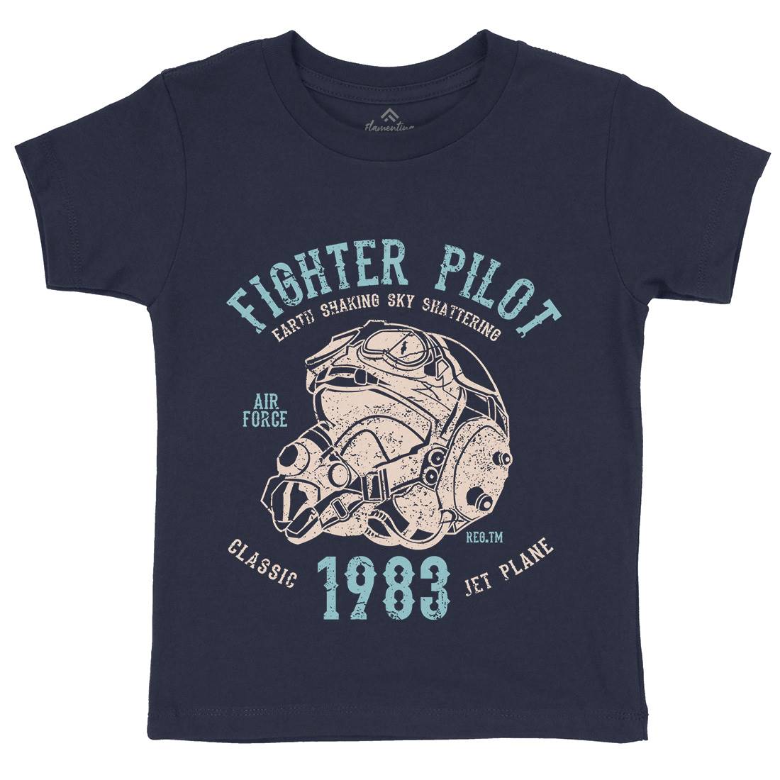 Fighter Pilot Kids Organic Crew Neck T-Shirt Army A051