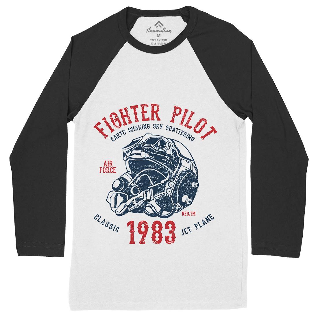 Fighter Pilot Mens Long Sleeve Baseball T-Shirt Army A051