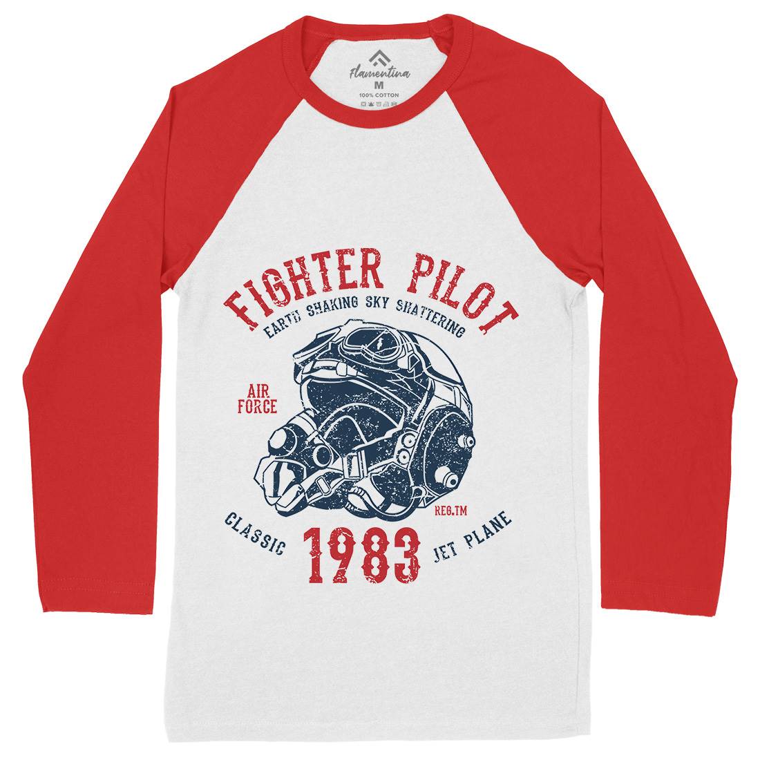 Fighter Pilot Mens Long Sleeve Baseball T-Shirt Army A051