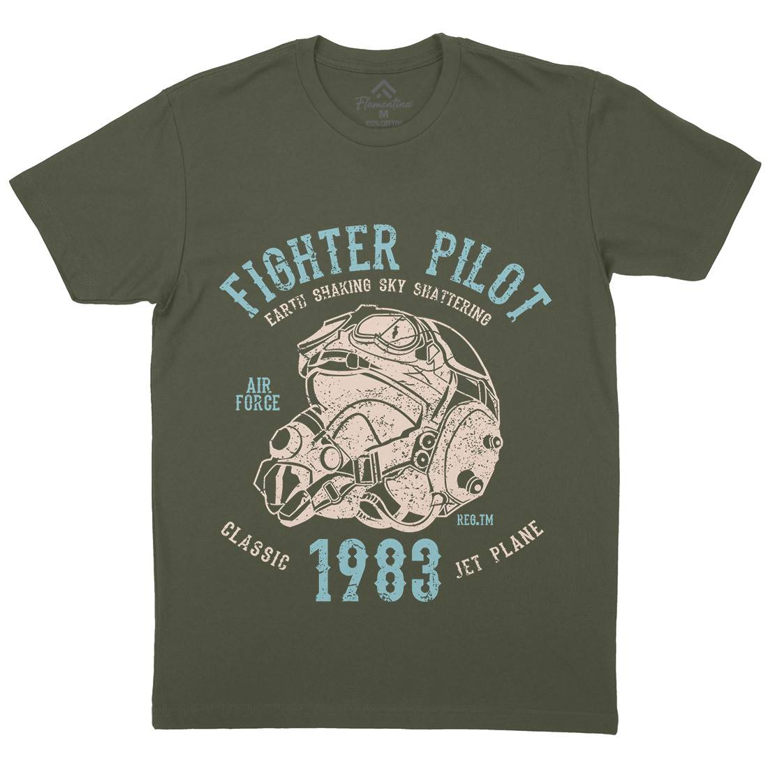 Fighter Pilot Mens Organic Crew Neck T-Shirt Army A051