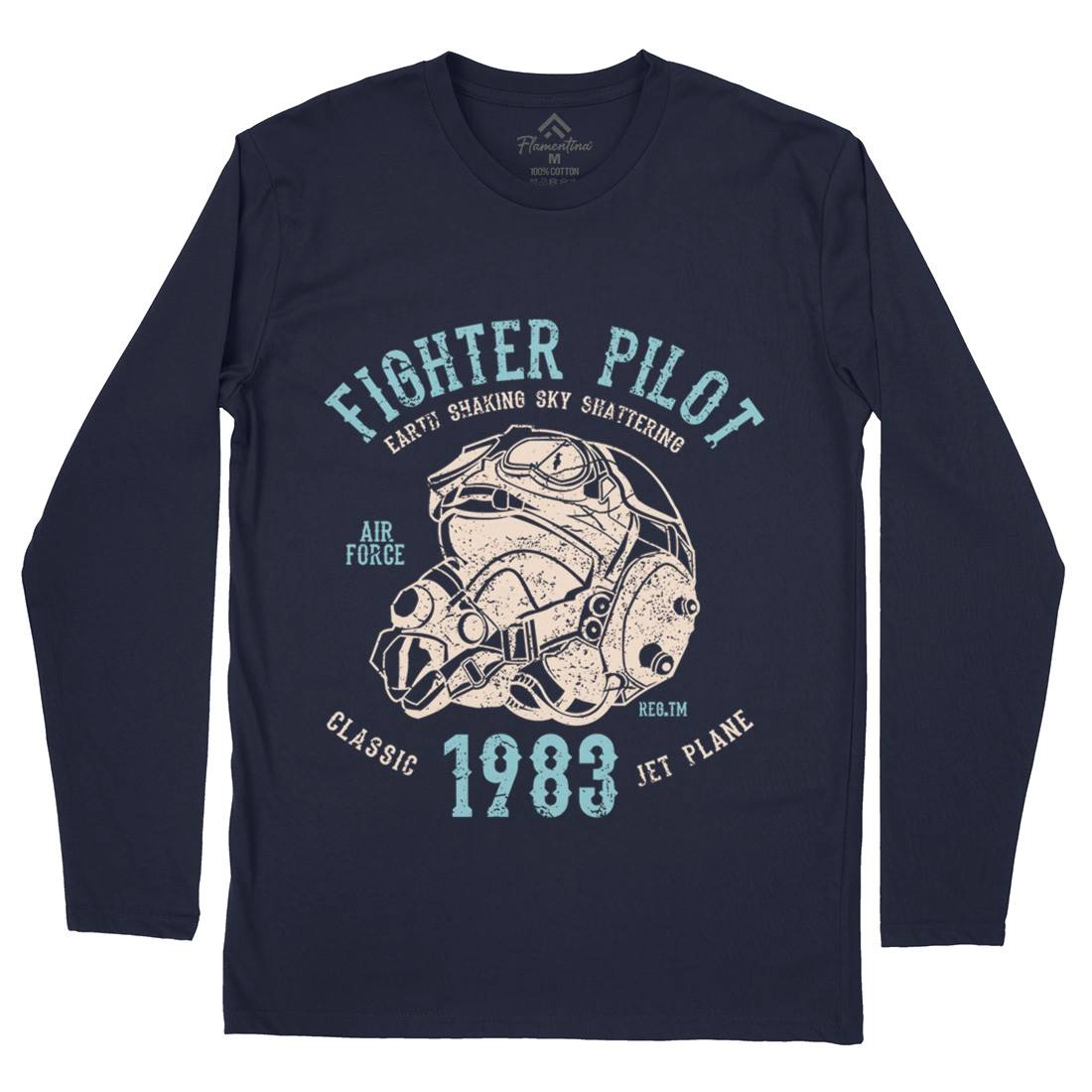 Fighter Pilot Mens Long Sleeve T-Shirt Army A051