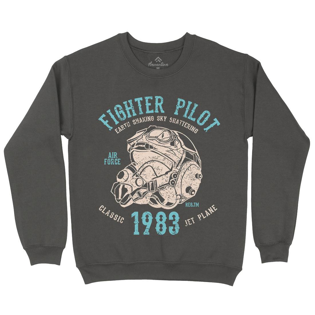 Fighter Pilot Kids Crew Neck Sweatshirt Army A051