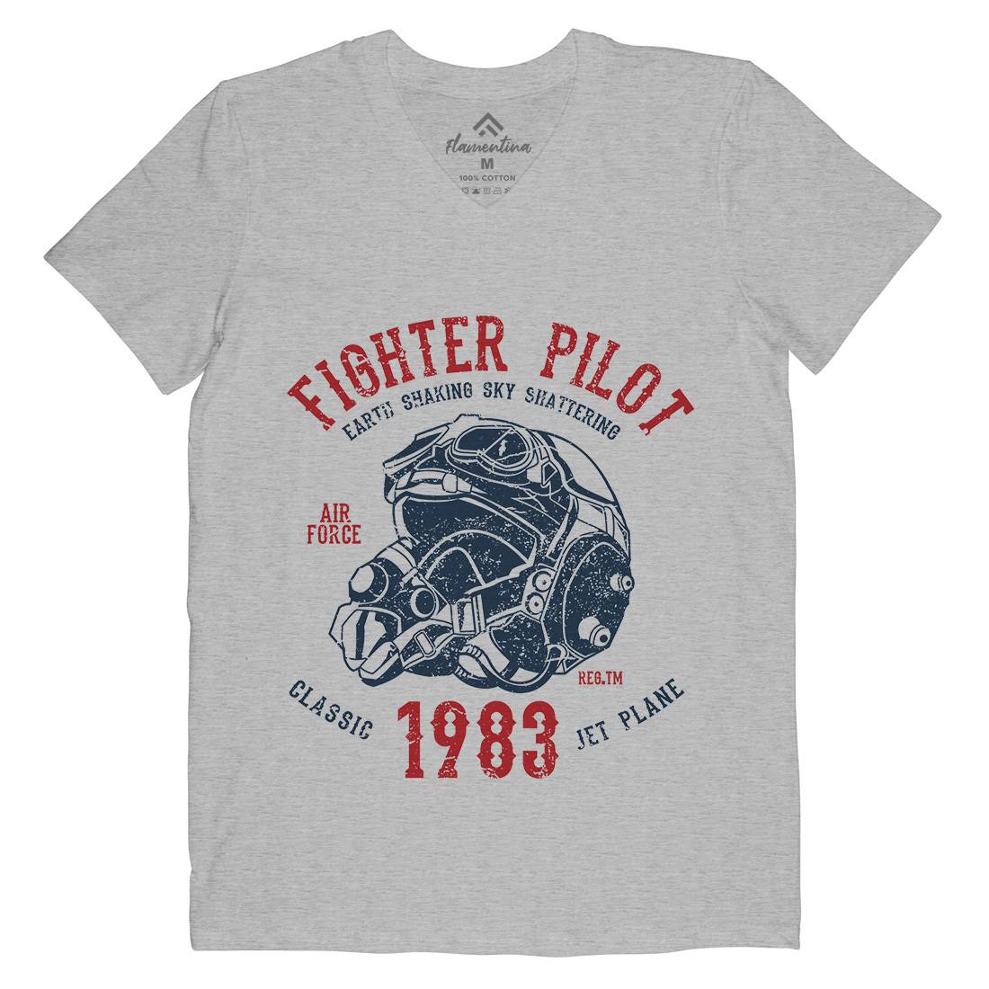Fighter Pilot Mens V-Neck T-Shirt Army A051