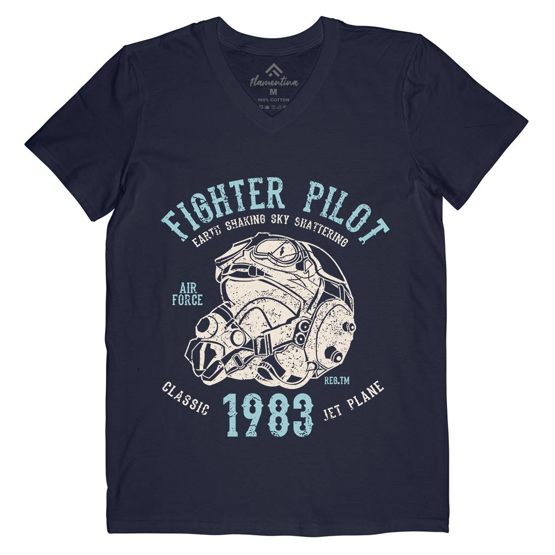 Fighter Pilot Mens Organic V-Neck T-Shirt Army A051