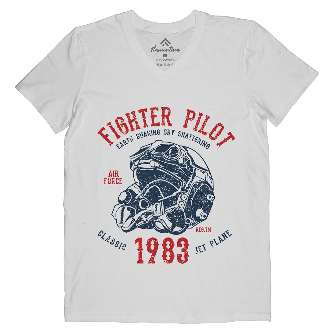 Fighter Pilot Mens Organic V-Neck T-Shirt Army A051