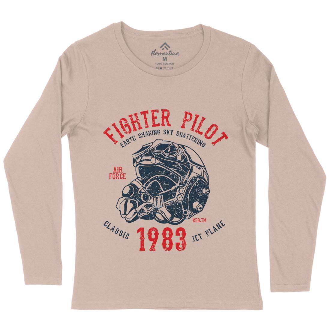 Fighter Pilot Womens Long Sleeve T-Shirt Army A051