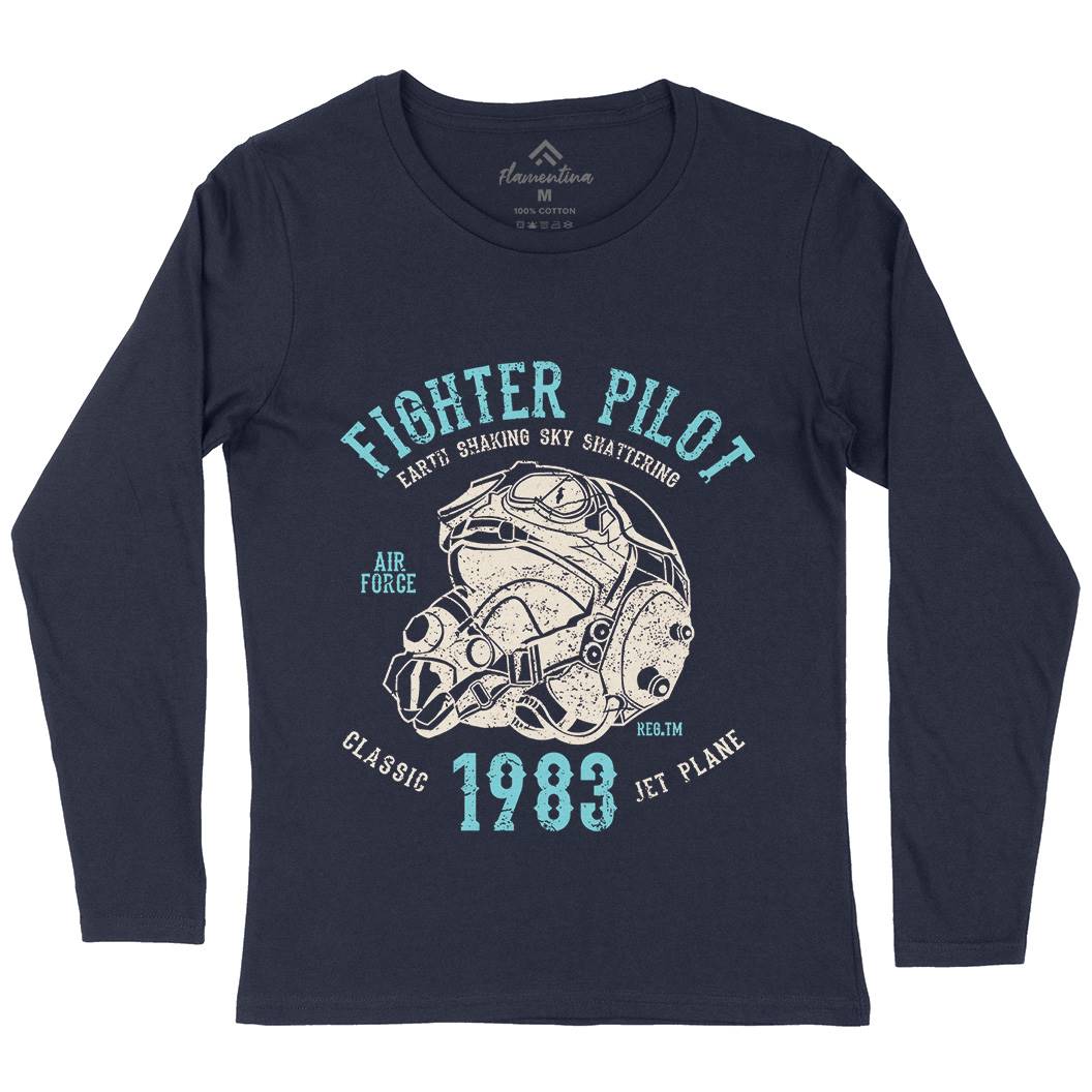 Fighter Pilot Womens Long Sleeve T-Shirt Army A051