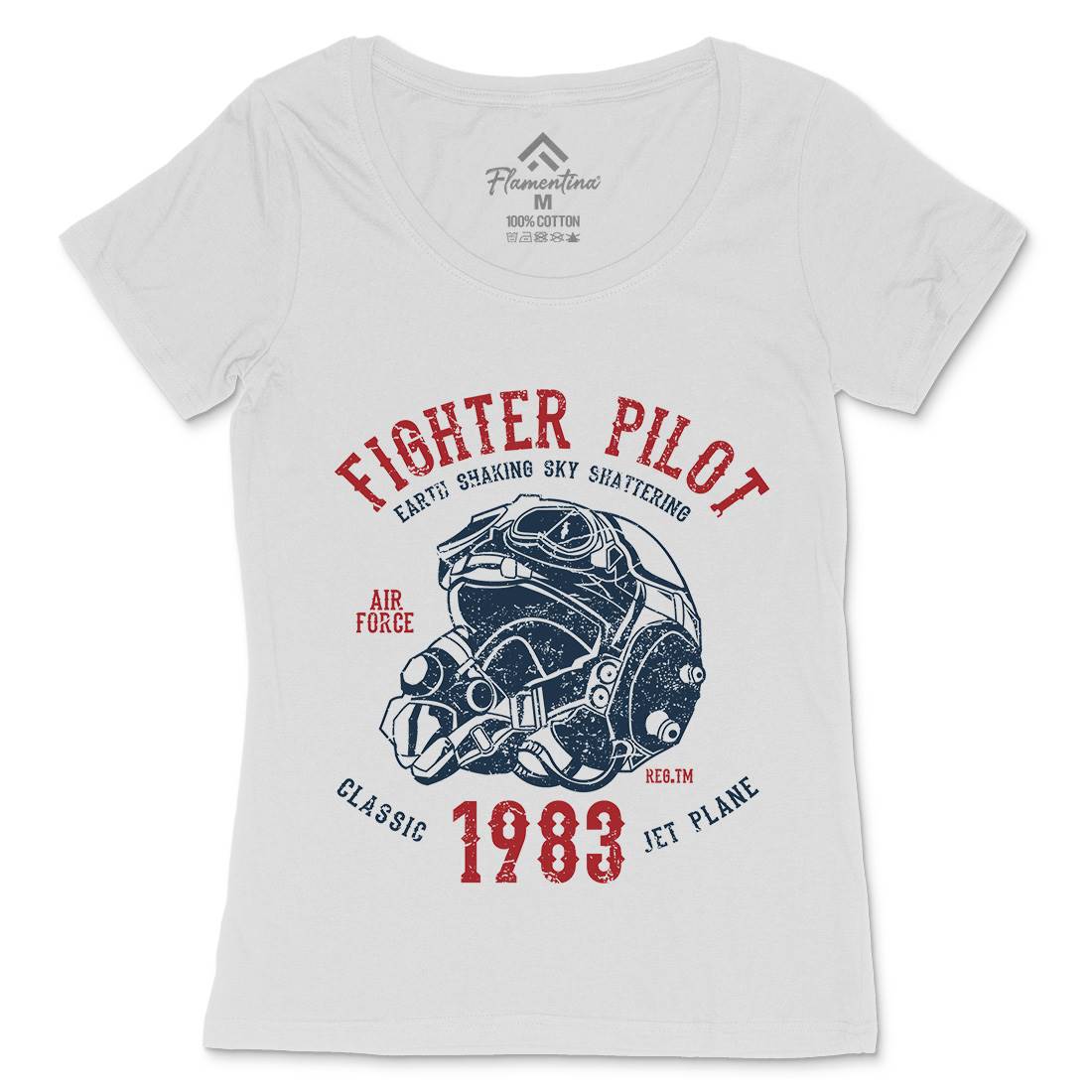 Fighter Pilot Womens Scoop Neck T-Shirt Army A051