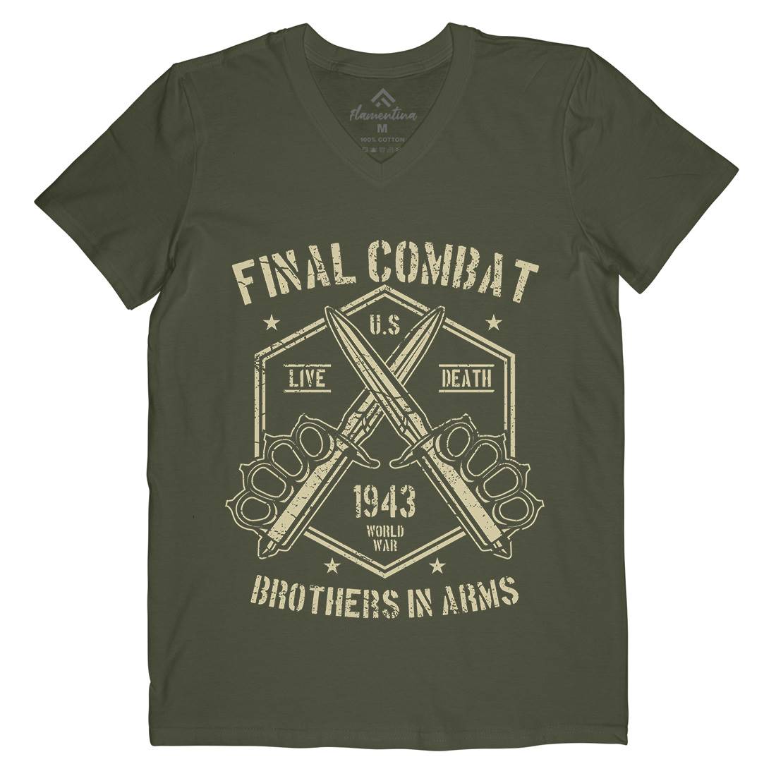 Final Combat Mens Organic V-Neck T-Shirt Army A052