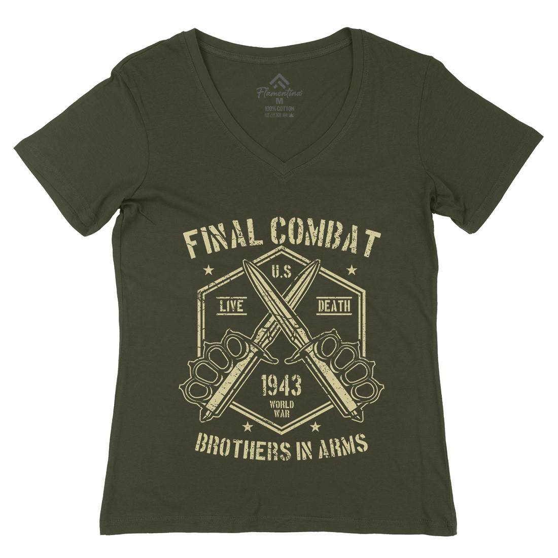 Final Combat Womens Organic V-Neck T-Shirt Army A052