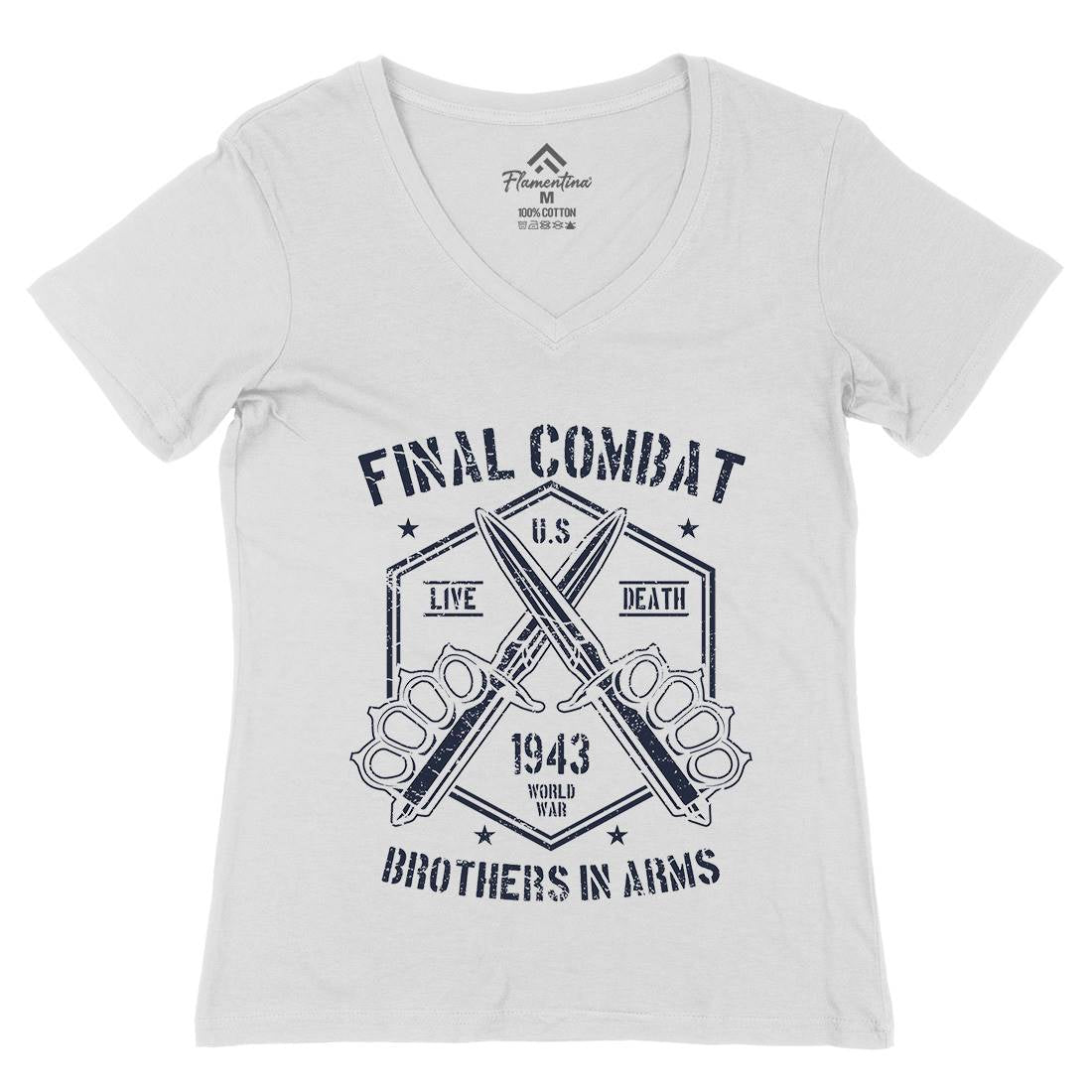 Final Combat Womens Organic V-Neck T-Shirt Army A052