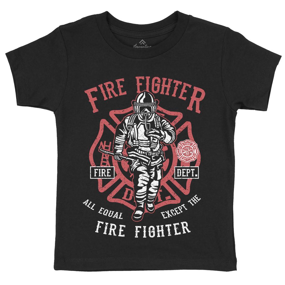 Fire Fighter Kids Crew Neck T-Shirt Firefighters A053