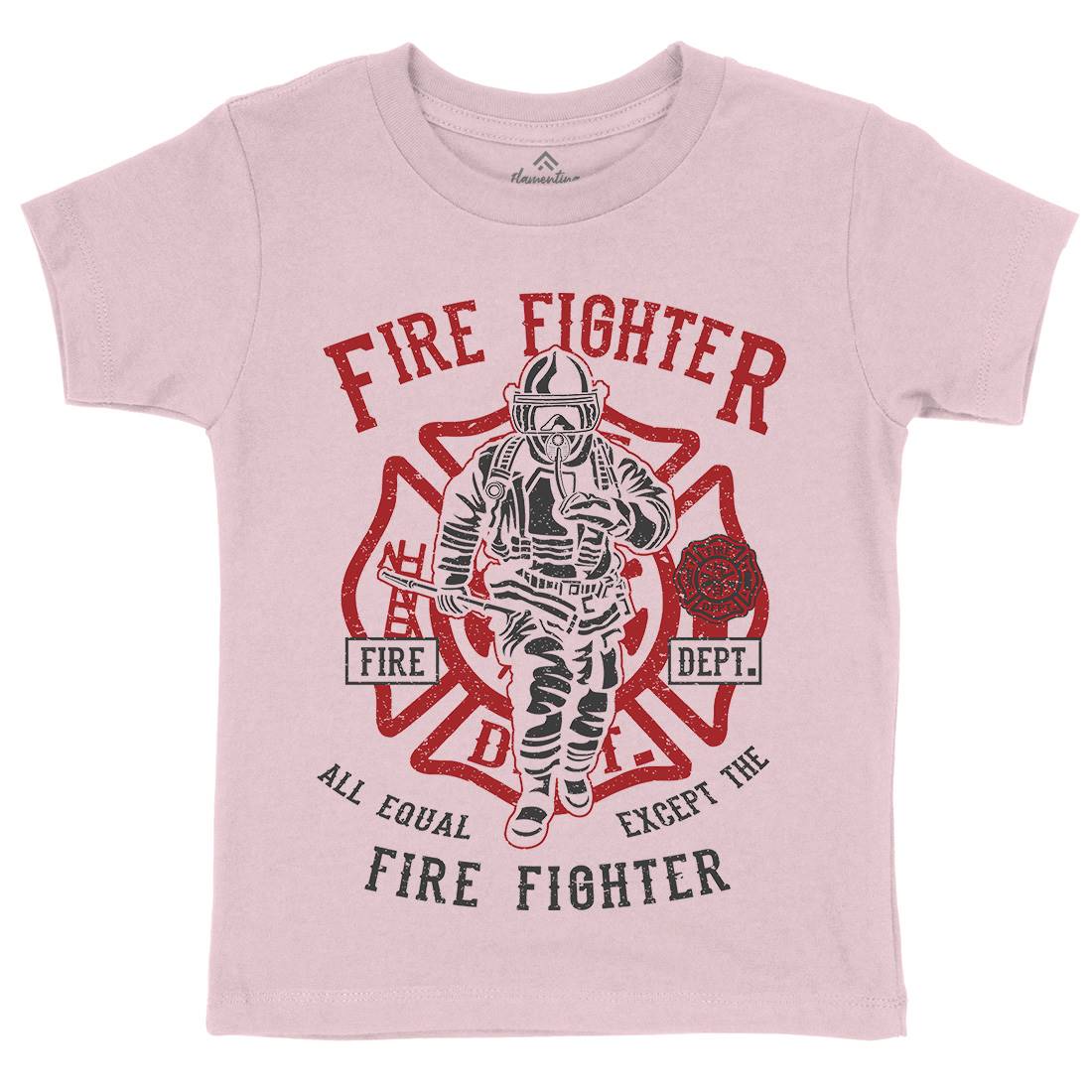 Fire Fighter Kids Crew Neck T-Shirt Firefighters A053