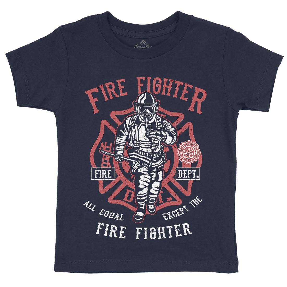 Fire Fighter Kids Organic Crew Neck T-Shirt Firefighters A053
