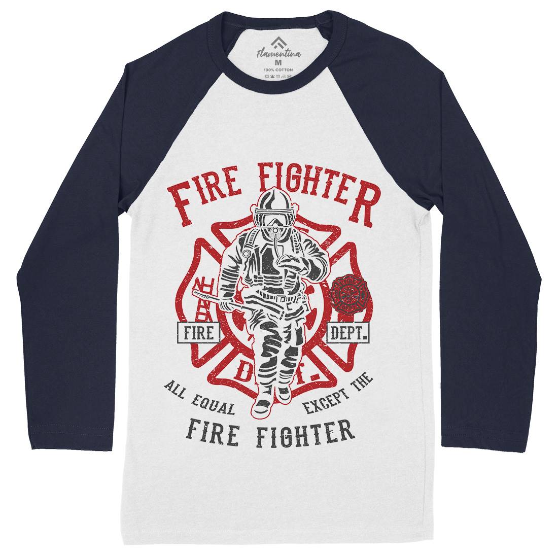 Fire Fighter Mens Long Sleeve Baseball T-Shirt Firefighters A053