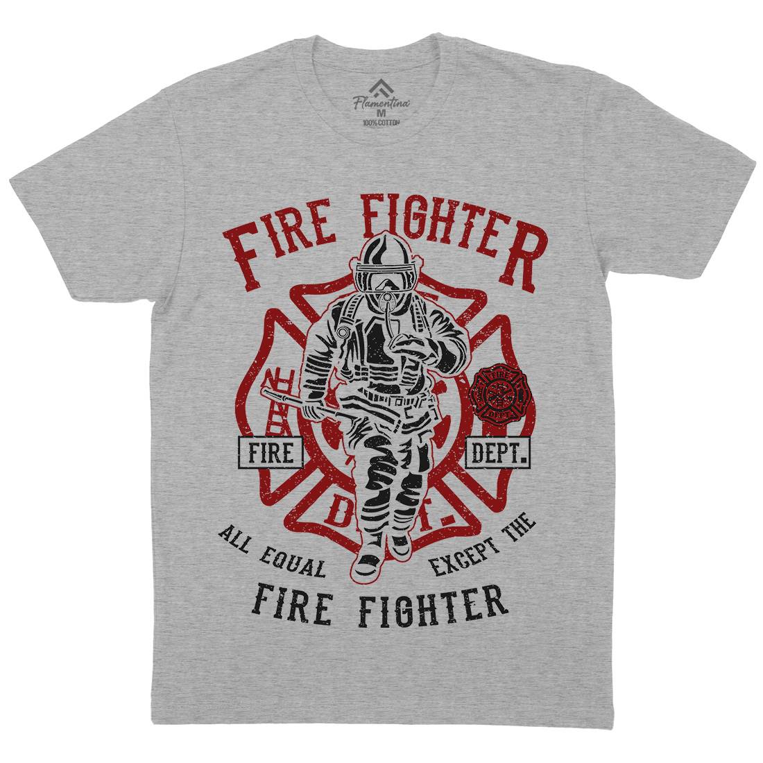 Fire Fighter Mens Crew Neck T-Shirt Firefighters A053