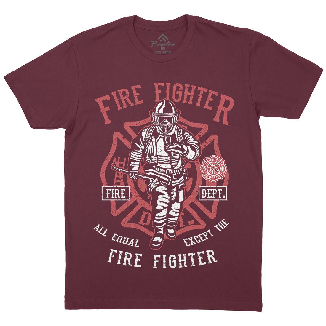 Fire Fighter Mens Organic Crew Neck T-Shirt Firefighters A053