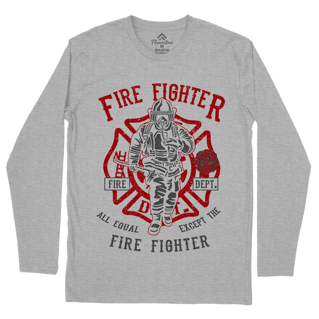 Fire Fighter Mens Long Sleeve T-Shirt Firefighters A053