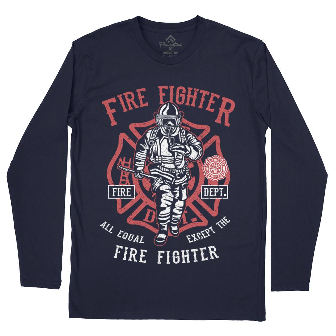 Fire Fighter Mens Long Sleeve T-Shirt Firefighters A053