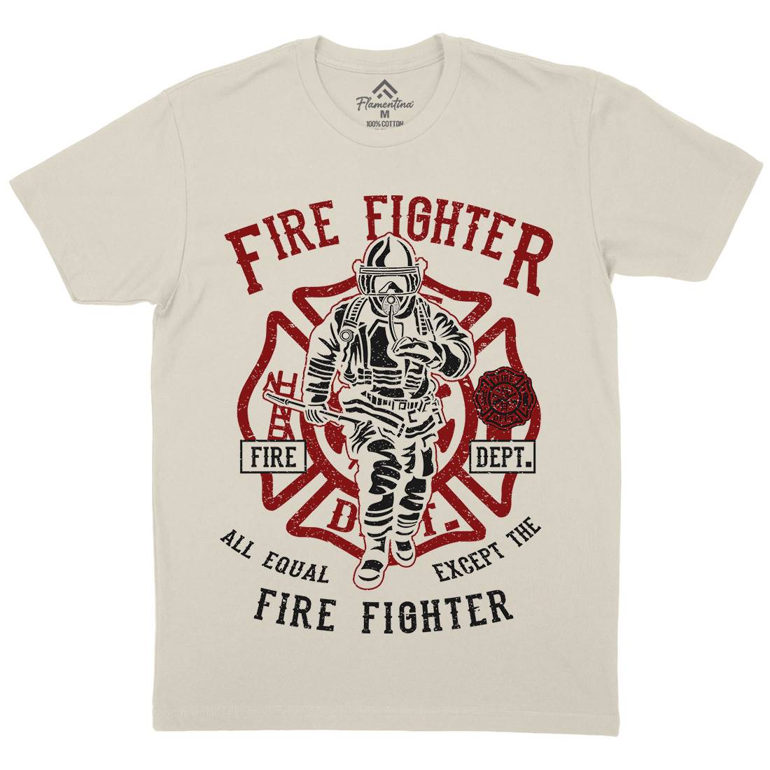 Fire Fighter Mens Organic Crew Neck T-Shirt Firefighters A053