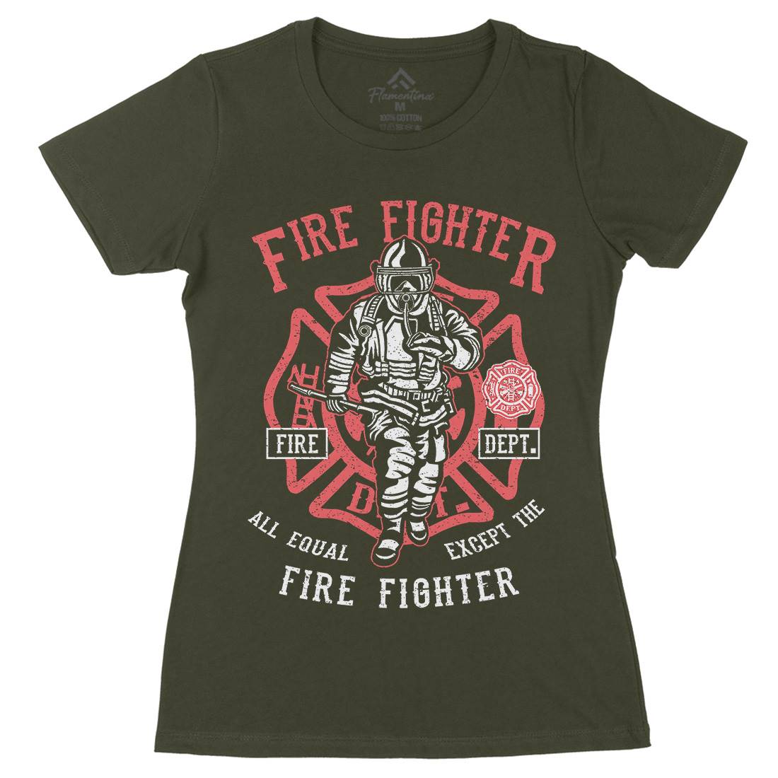 Fire Fighter Womens Organic Crew Neck T-Shirt Firefighters A053