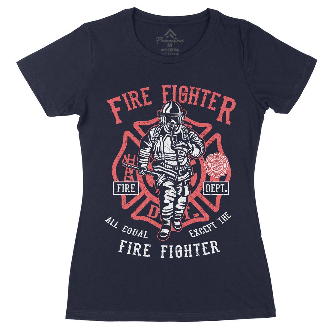 Fire Fighter Womens Organic Crew Neck T-Shirt Firefighters A053