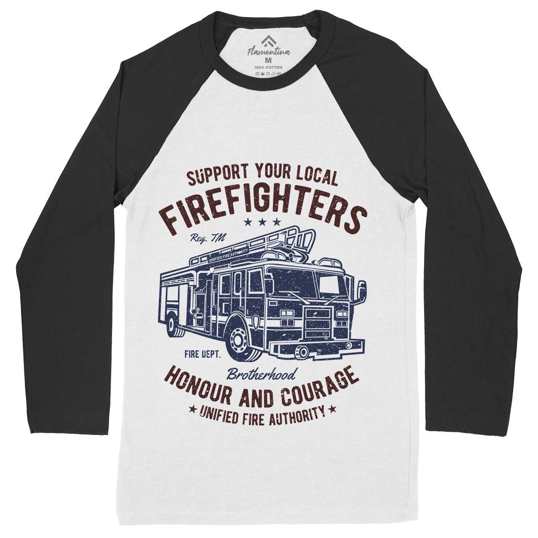 Fire Fighters Truck Mens Long Sleeve Baseball T-Shirt Firefighters A054