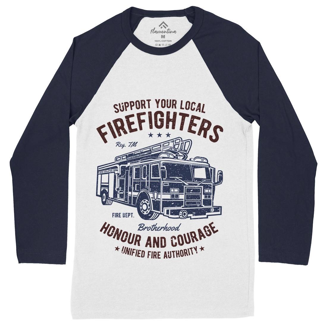 Fire Fighters Truck Mens Long Sleeve Baseball T-Shirt Firefighters A054