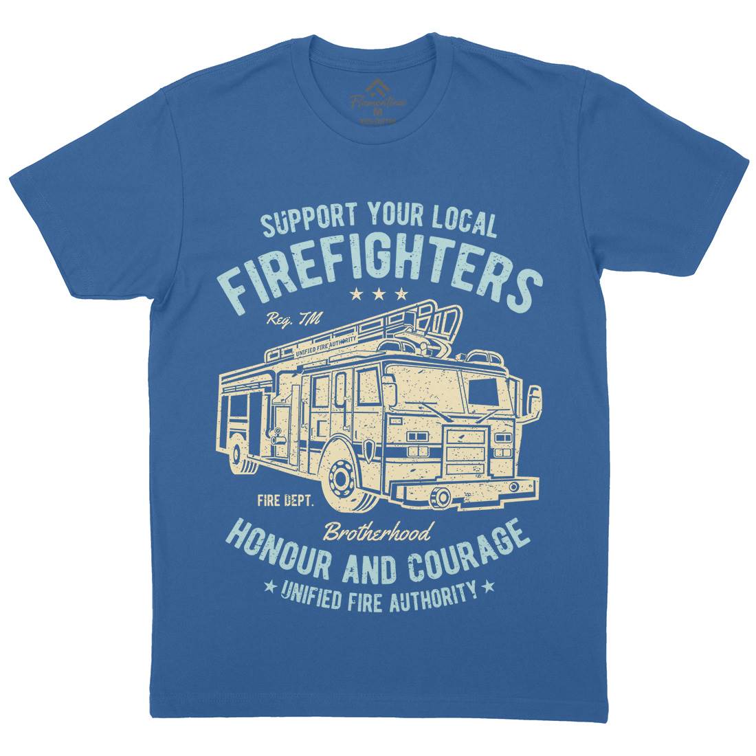 Fire Fighters Truck Mens Organic Crew Neck T-Shirt Firefighters A054