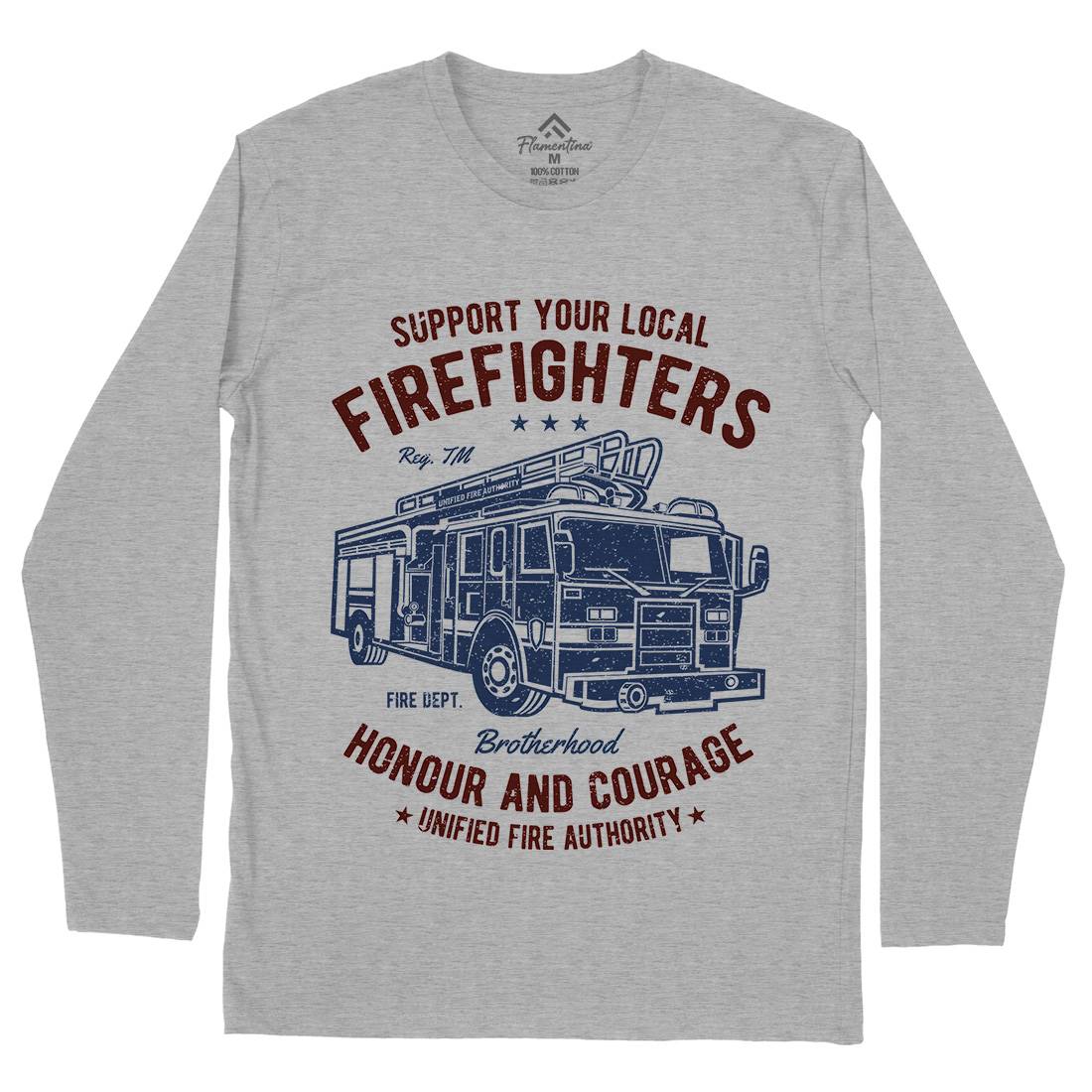 Fire Fighters Truck Mens Long Sleeve T-Shirt Firefighters A054