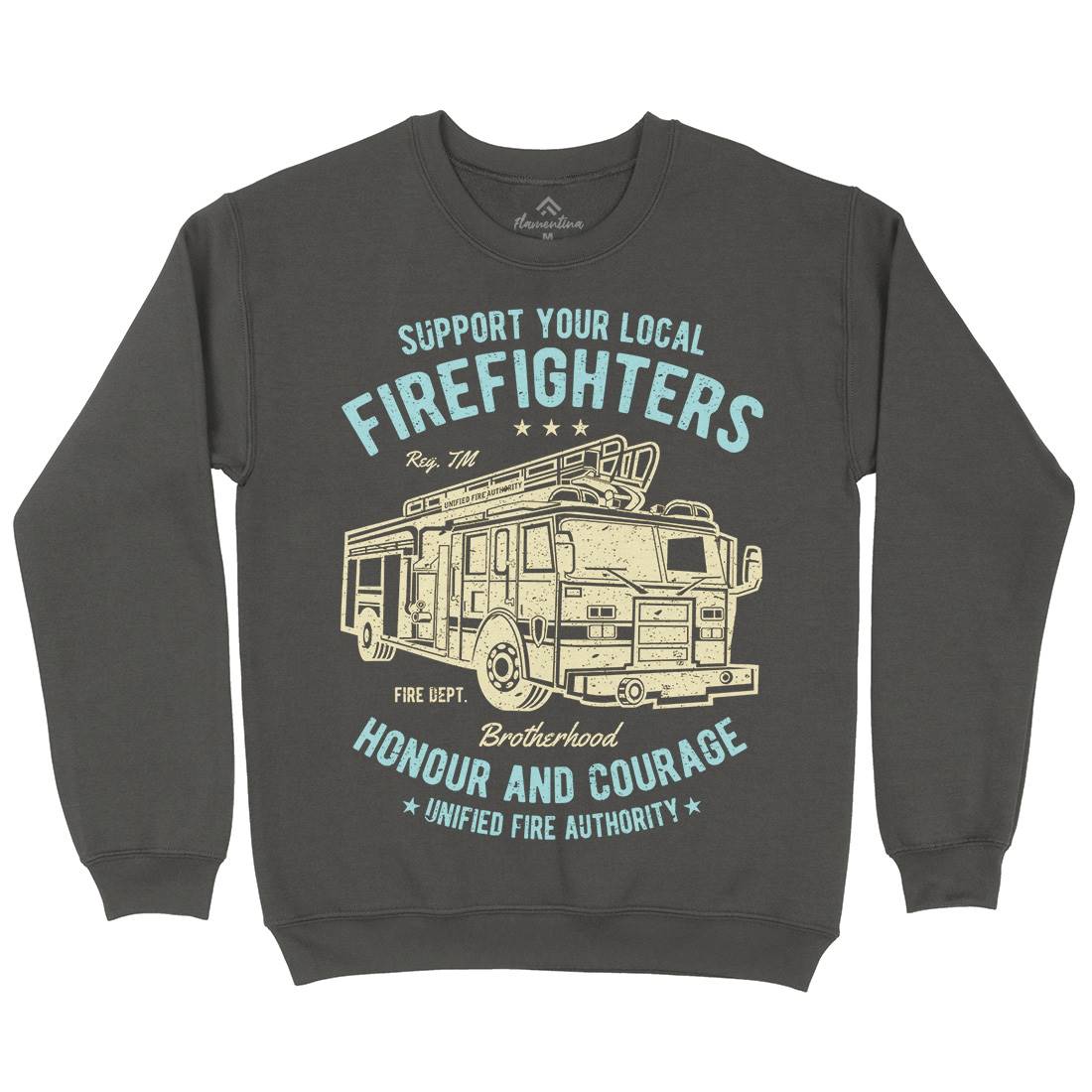 Fire Fighters Truck Mens Crew Neck Sweatshirt Firefighters A054