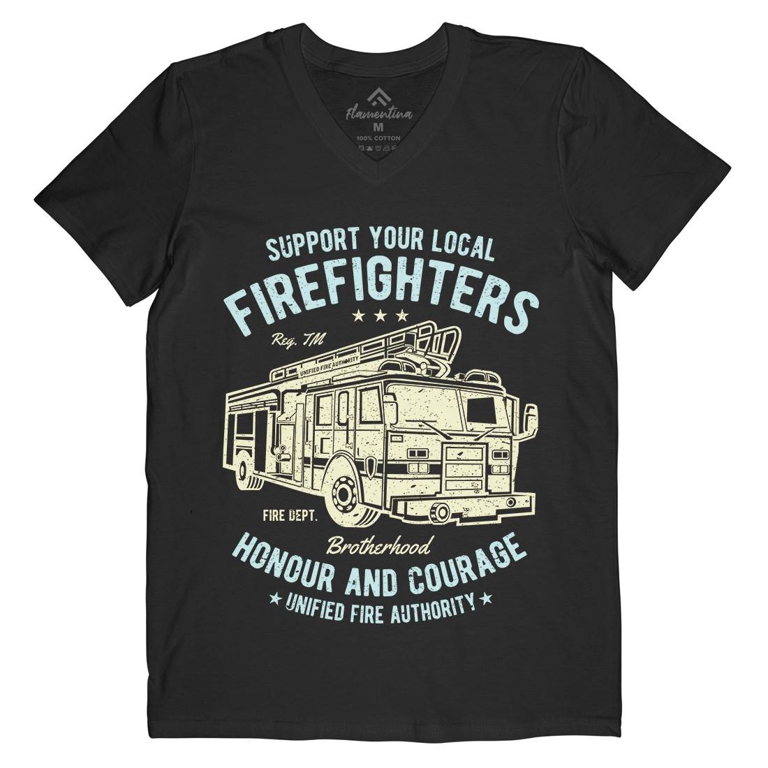 Fire Fighters Truck Mens V-Neck T-Shirt Firefighters A054