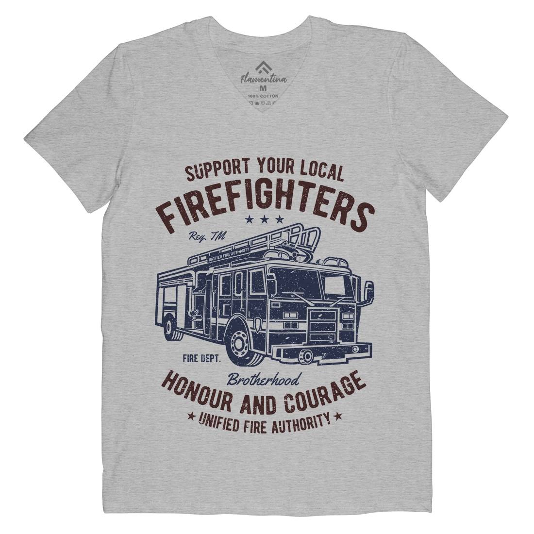 Fire Fighters Truck Mens V-Neck T-Shirt Firefighters A054