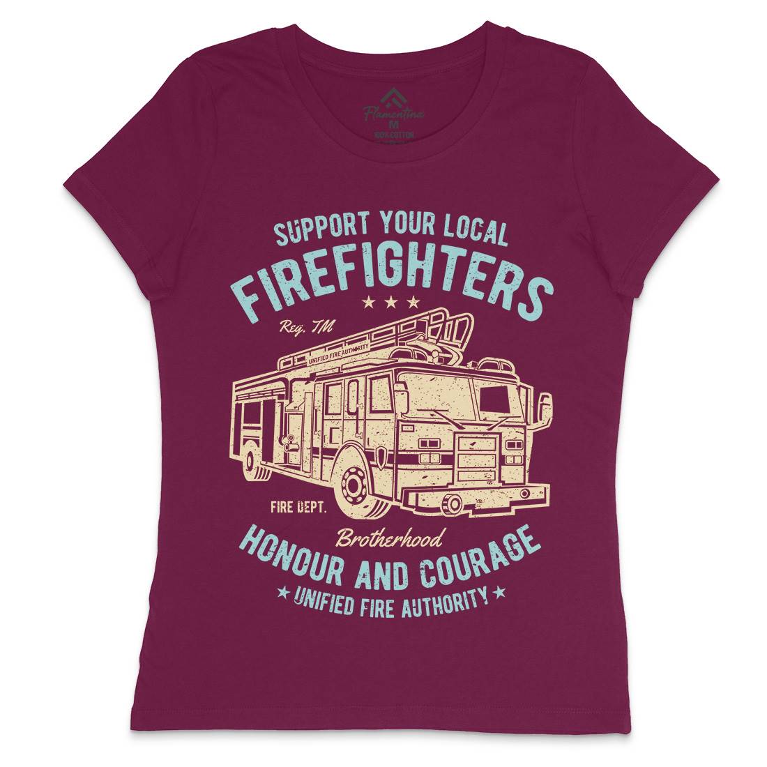 Fire Fighters Truck Womens Crew Neck T-Shirt Firefighters A054