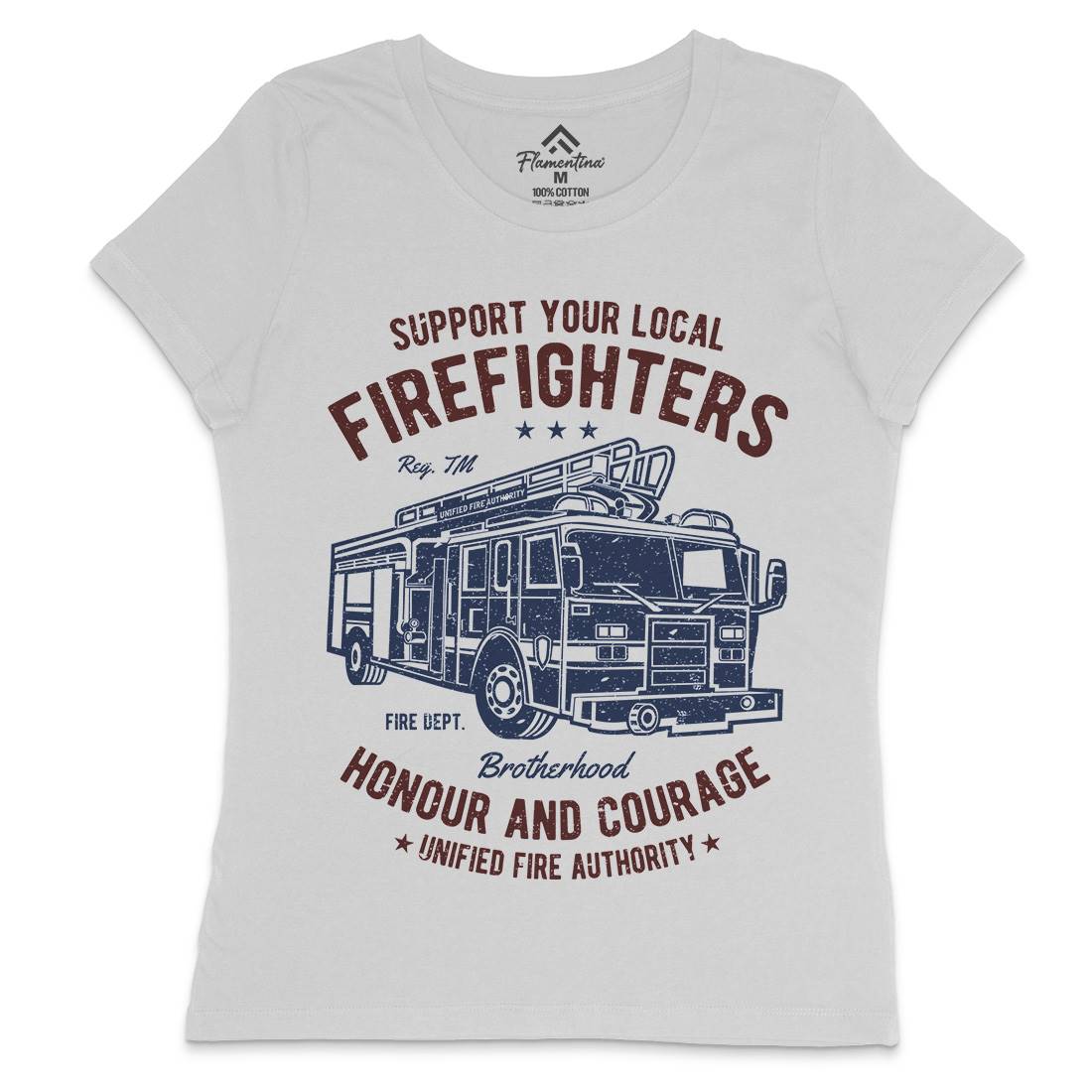 Fire Fighters Truck Womens Crew Neck T-Shirt Firefighters A054