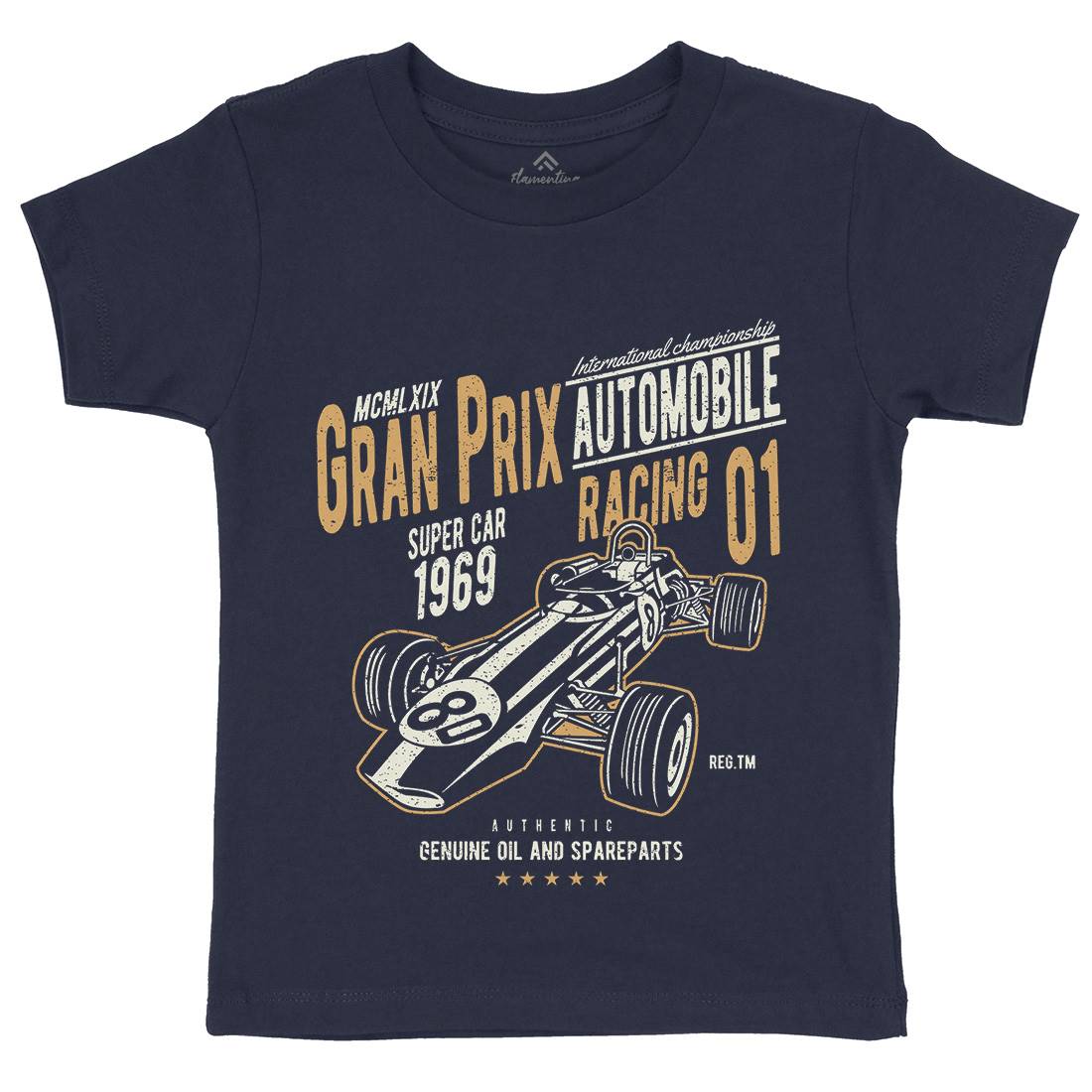 Car Racing Kids Organic Crew Neck T-Shirt Cars A055