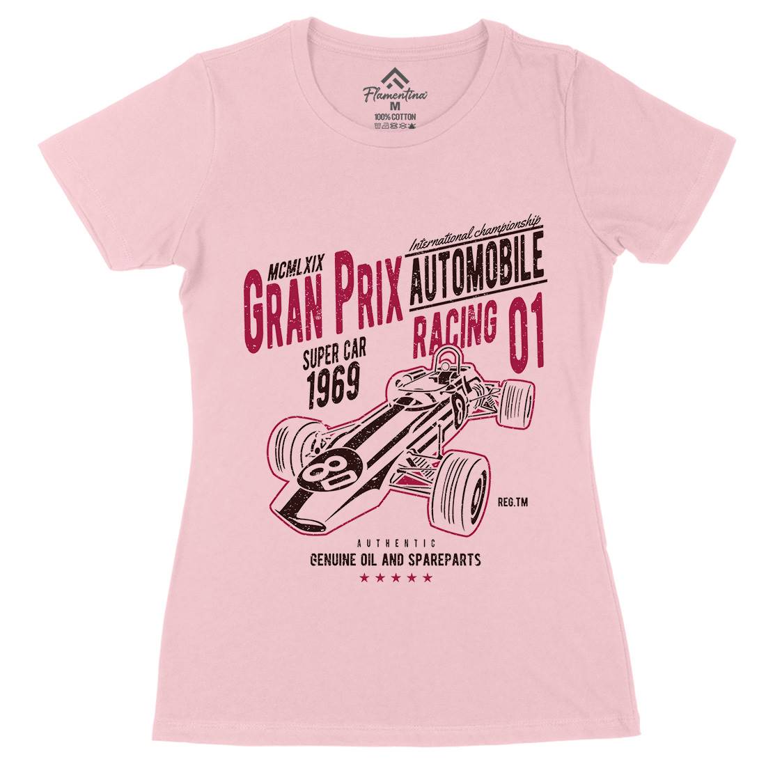 Car Racing Womens Organic Crew Neck T-Shirt Cars A055