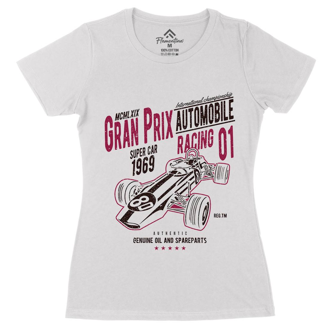 Car Racing Womens Organic Crew Neck T-Shirt Cars A055