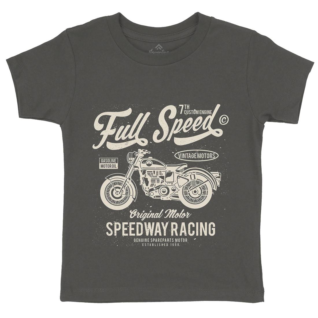Full Speed Kids Organic Crew Neck T-Shirt Motorcycles A056