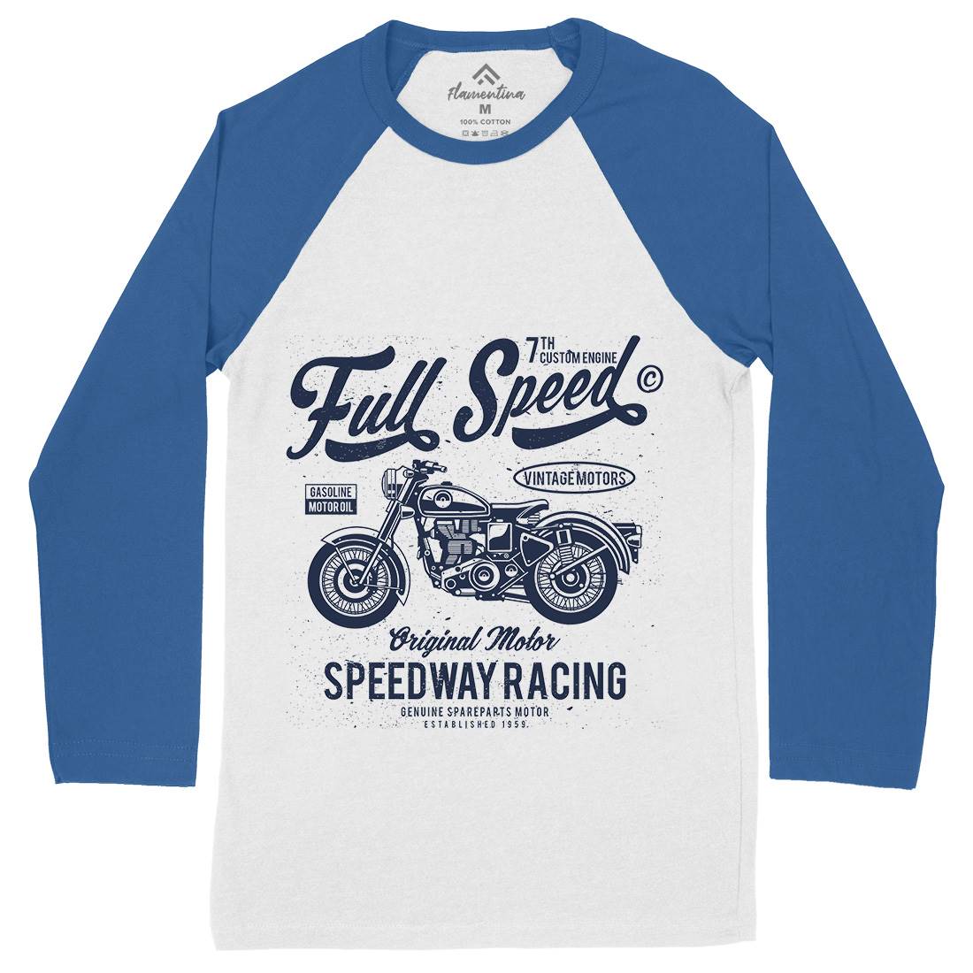 Full Speed Mens Long Sleeve Baseball T-Shirt Motorcycles A056