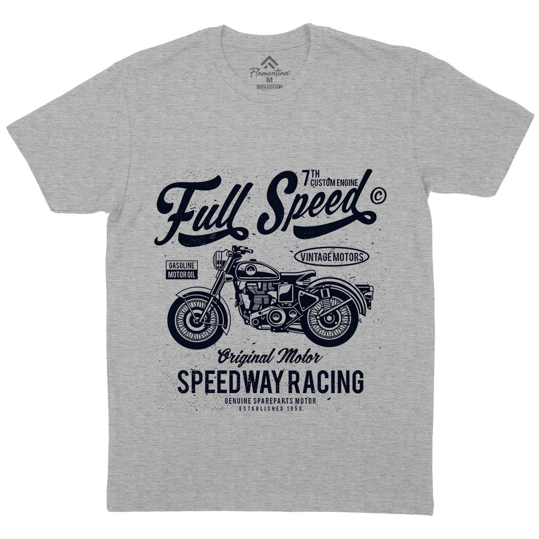 Full Speed Mens Organic Crew Neck T-Shirt Motorcycles A056