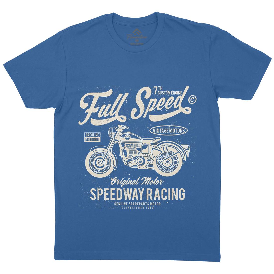 Full Speed Mens Organic Crew Neck T-Shirt Motorcycles A056