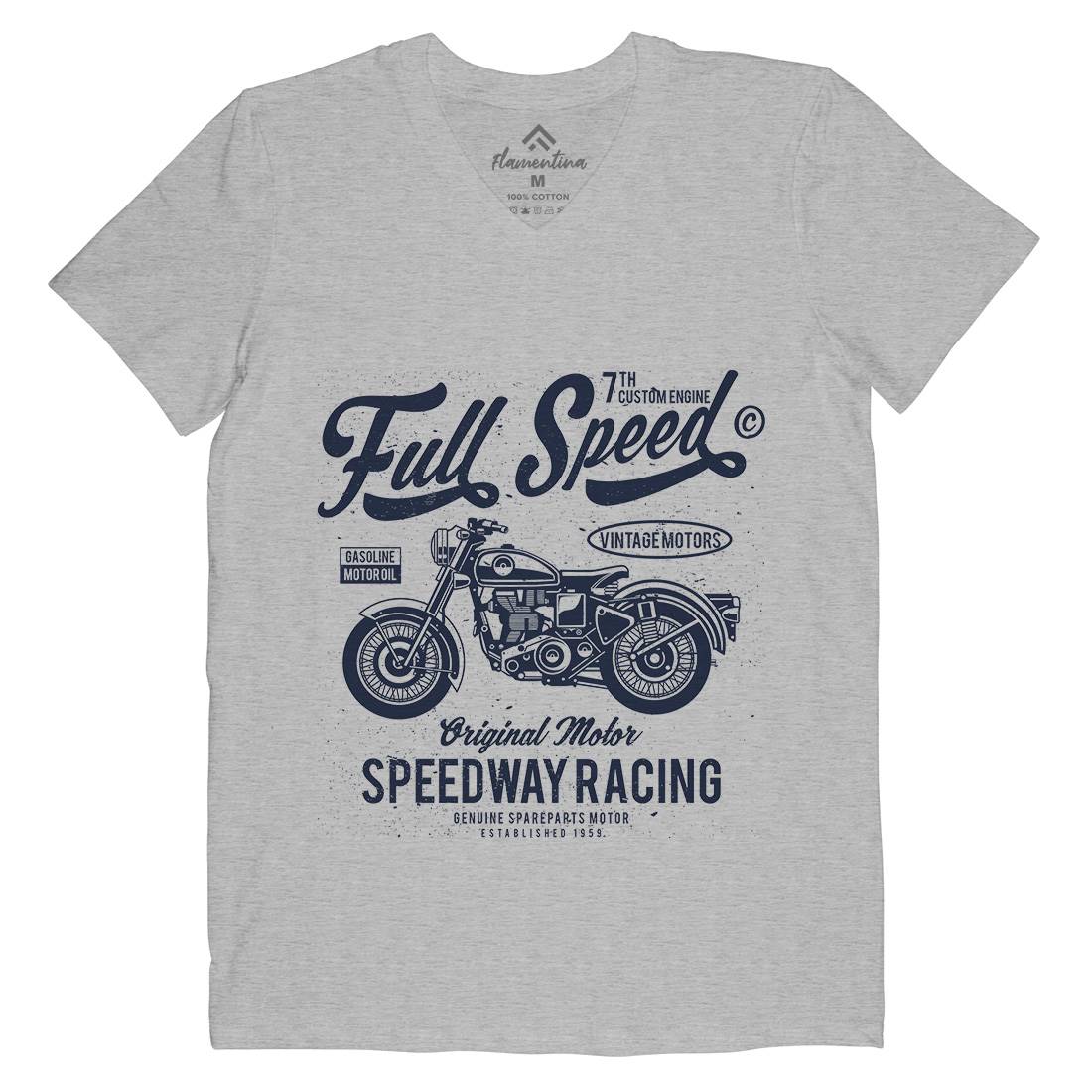 Full Speed Mens V-Neck T-Shirt Motorcycles A056