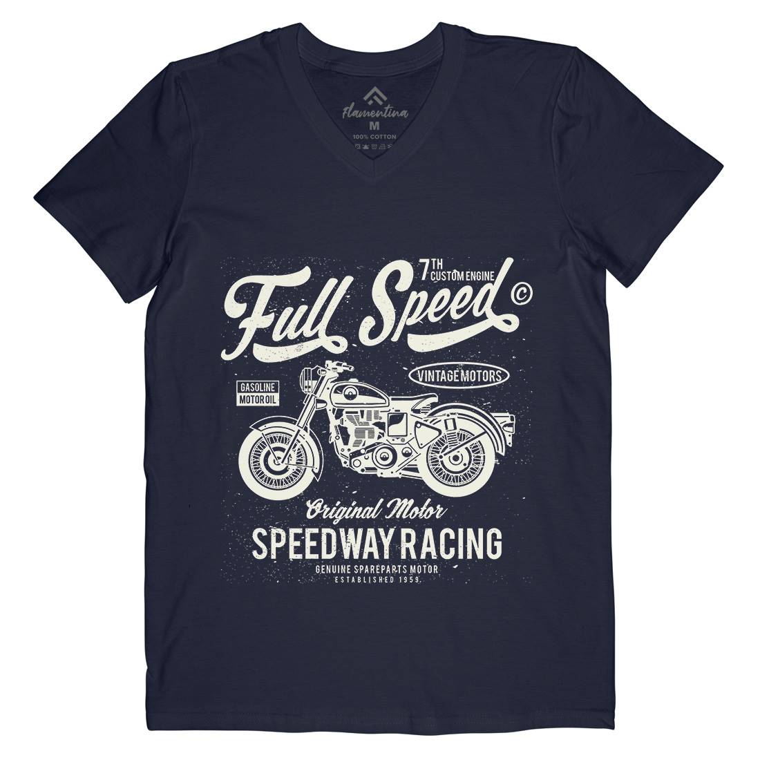 Full Speed Mens Organic V-Neck T-Shirt Motorcycles A056